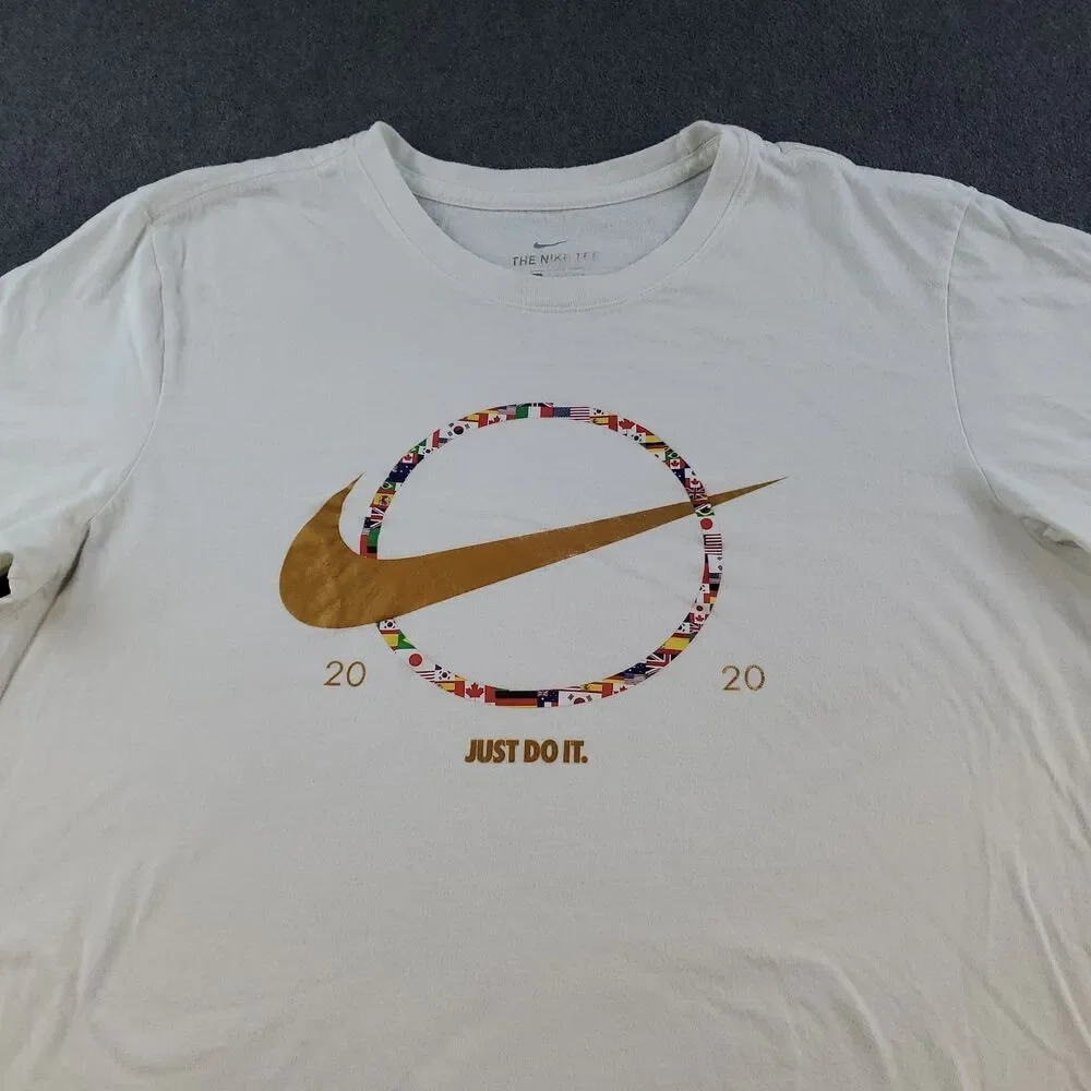 Nike 2020 World Flags Swoosh Graphic T-Shirt White Men's Size Large